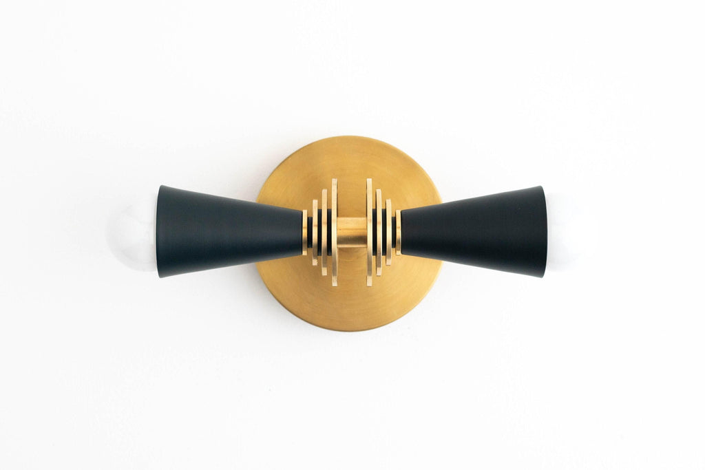 Pyralis Cone Art Deco Wall Sconce – Modern Metal Vanity Light, Vertical or Horizontal Mount | Esilora