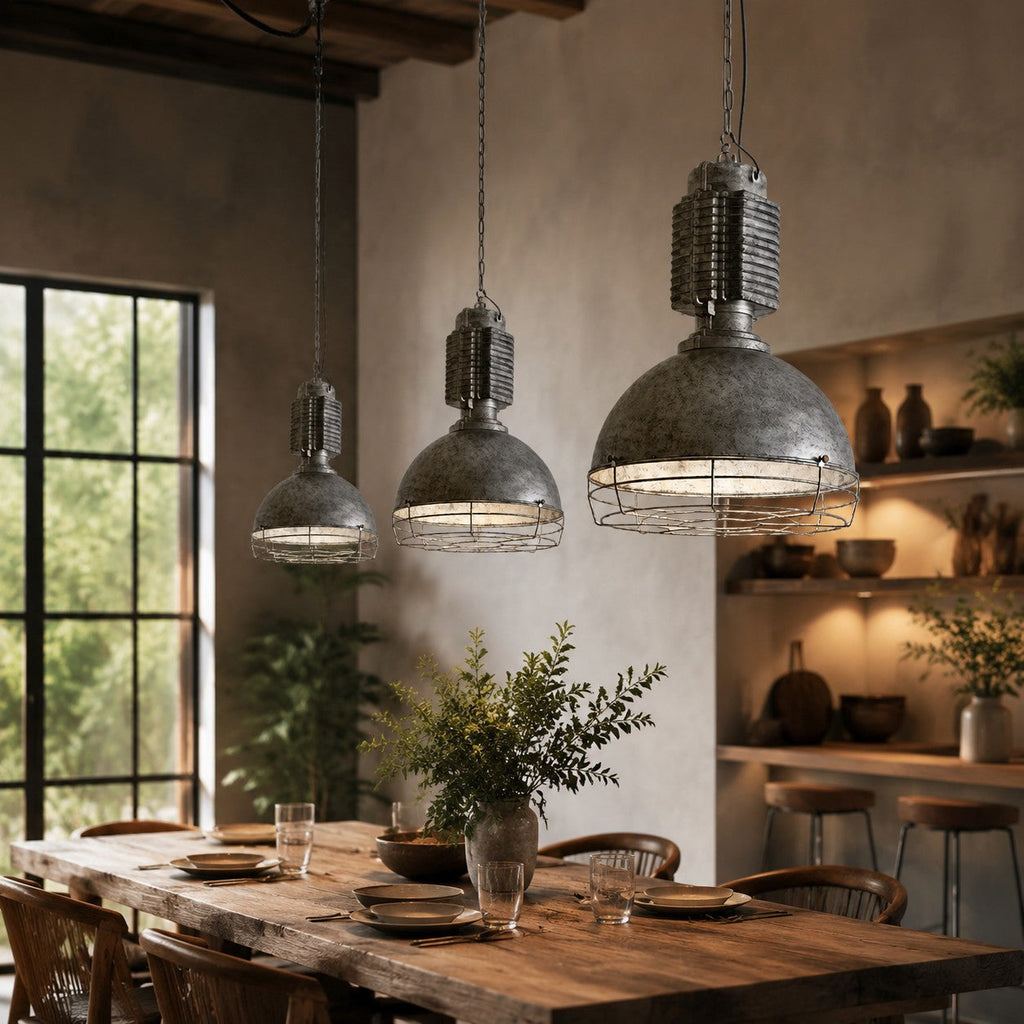 Vintage Industrielle Pendelleuchte mit Eisenkäfig | Esilora