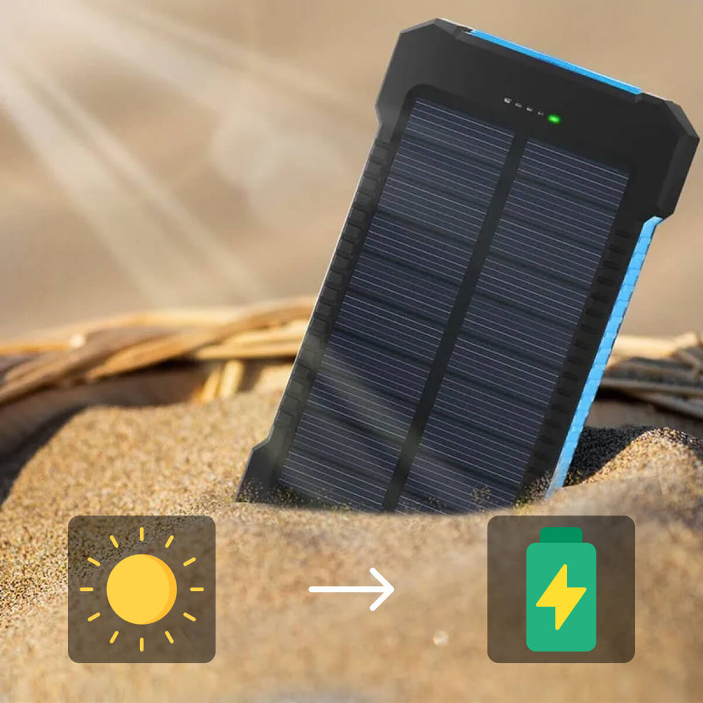 Caricabatterie solare portatile con doppia uscita USB – Power bank resistente all’acqua - Esilora