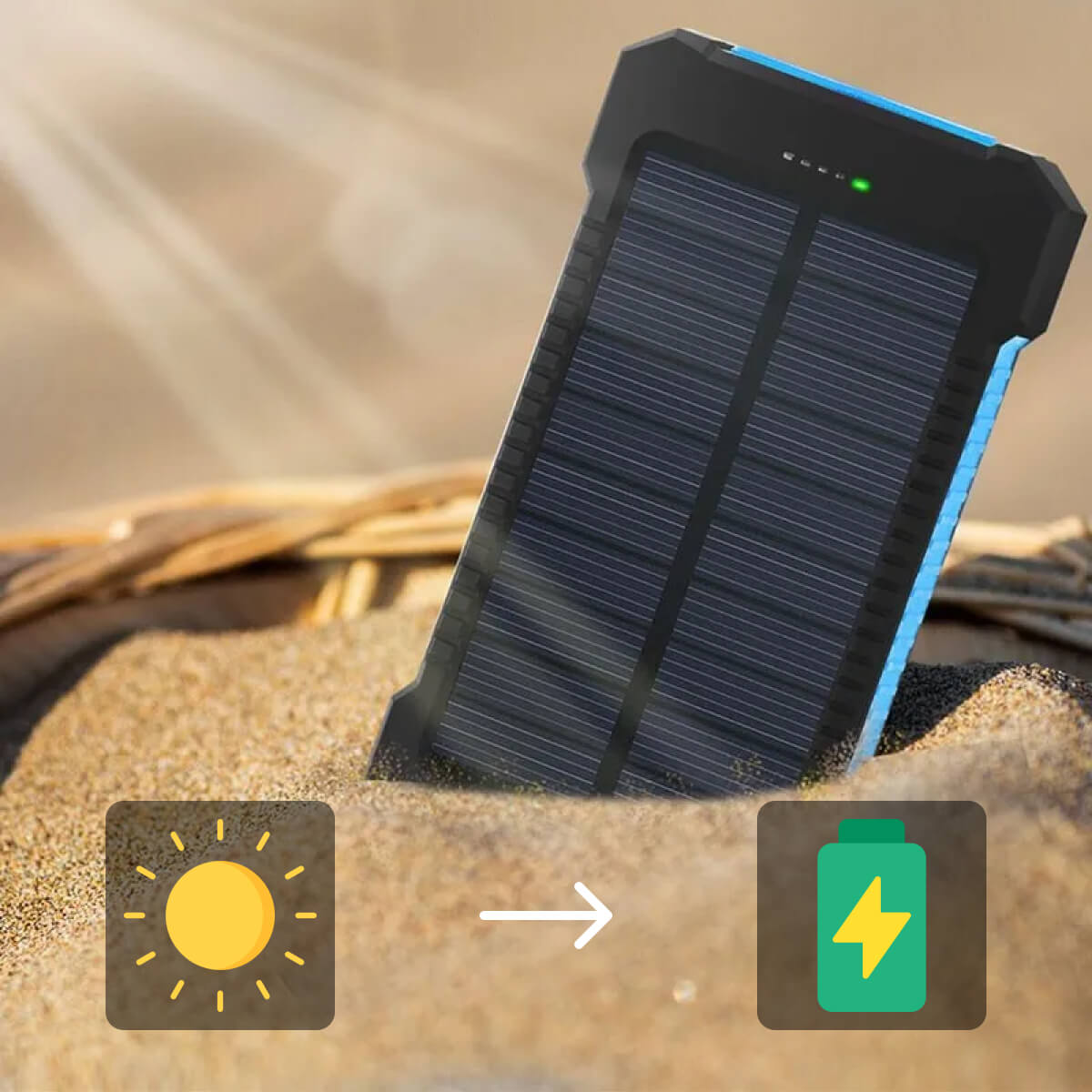Caricabatterie solare portatile con doppia uscita USB – Power bank resistente all’acqua - Esilora