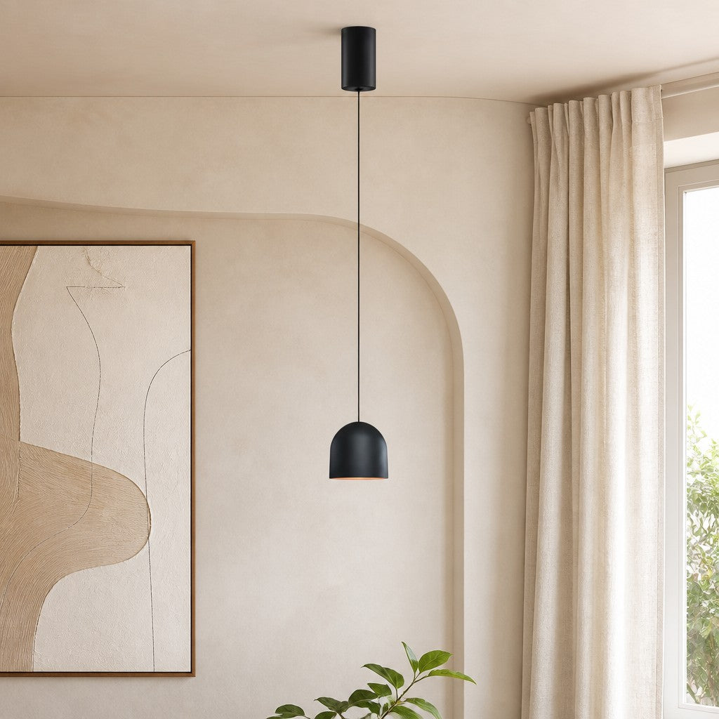 Luz suspensa elevável Ivoran - Candeeiro fino e minimalista em alumínio e acrílico para mesa de cabeceira e secretária | Esilora