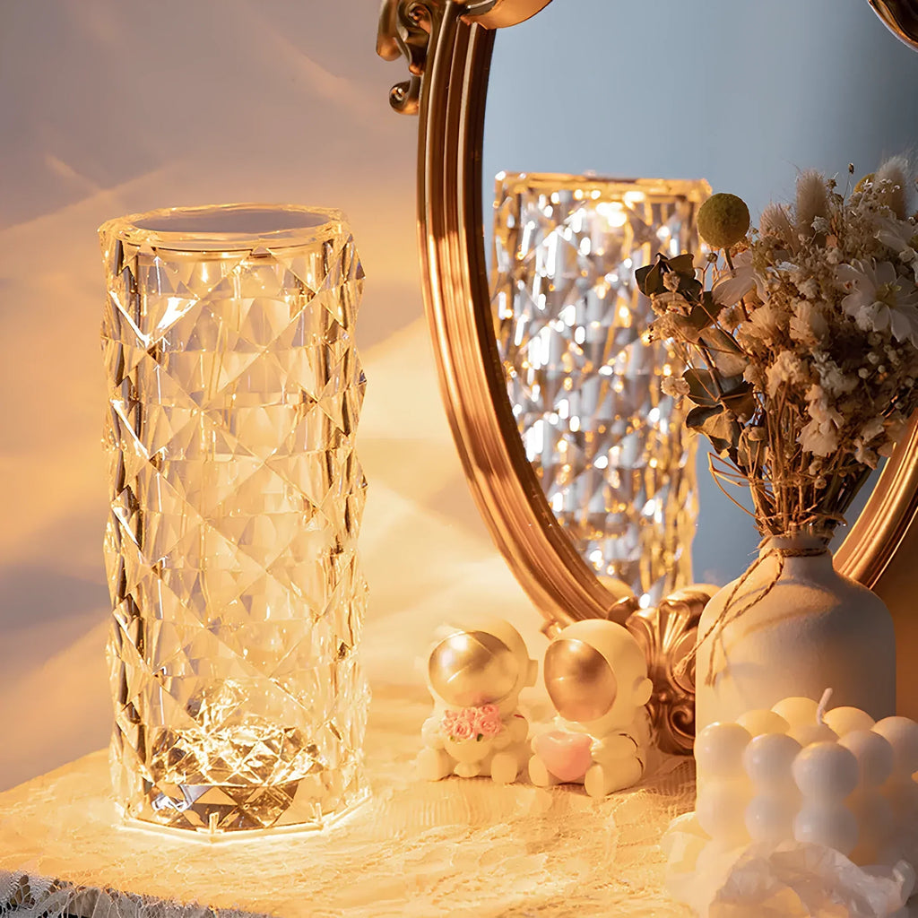 Acrylic Crystal Table Lamp — Sixteen Color Modes, Cordless Design, USB-C Rechargeable