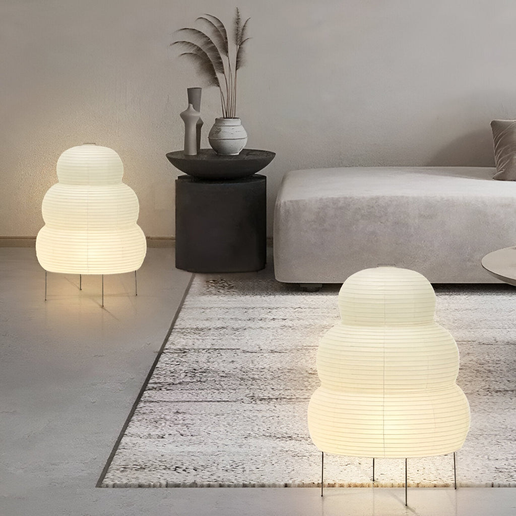 Lampada da tavolo giapponese wabi-sabi in carta di riso bianca | Esilora