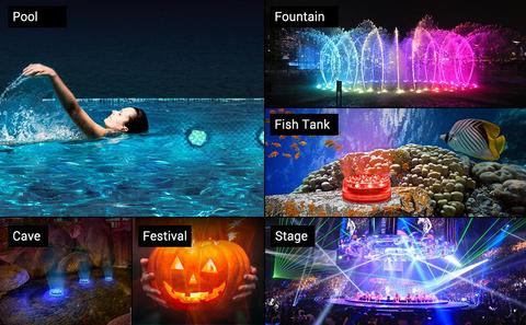 AquaGlow Colorful Rechargeable Waterproof LED Lights for Ponds & Pools