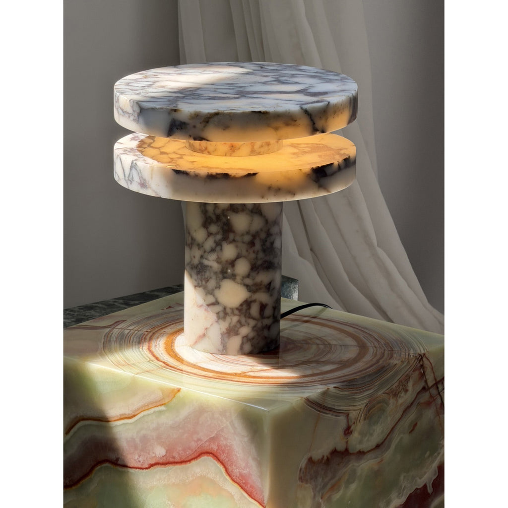 Modern Sculptural Table Lamp with Cylindrical Base Design for Bedroom Bedside and Living Room Use | Esilora