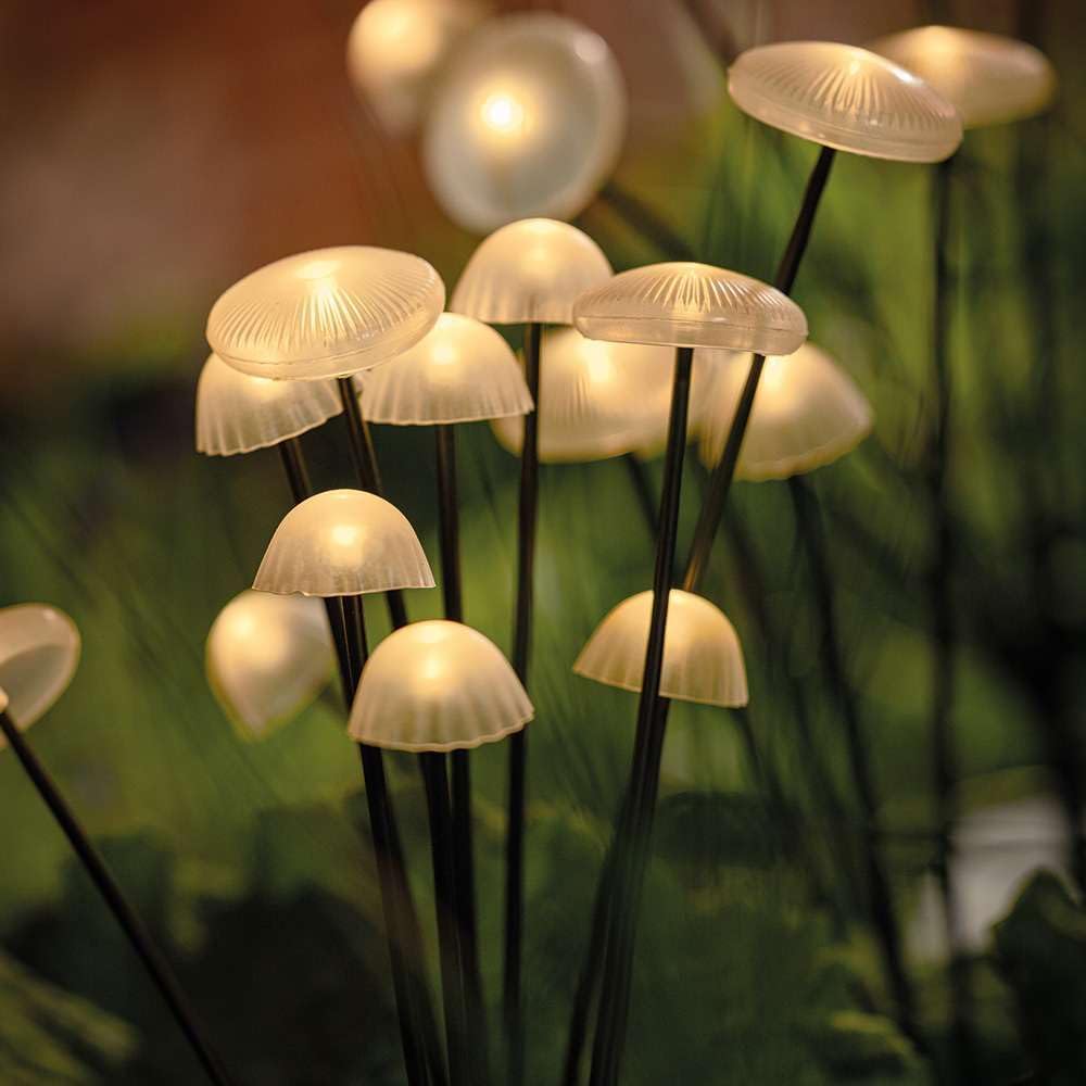 Solar Garden Light Set — 15-Piece Mushroom Design Fixtures