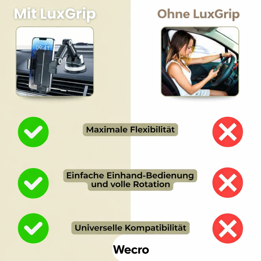 Telefontartó | Tapadókorongos és 360°-ban forgatható okostelefon-tartó | LuxGrip – Esilora