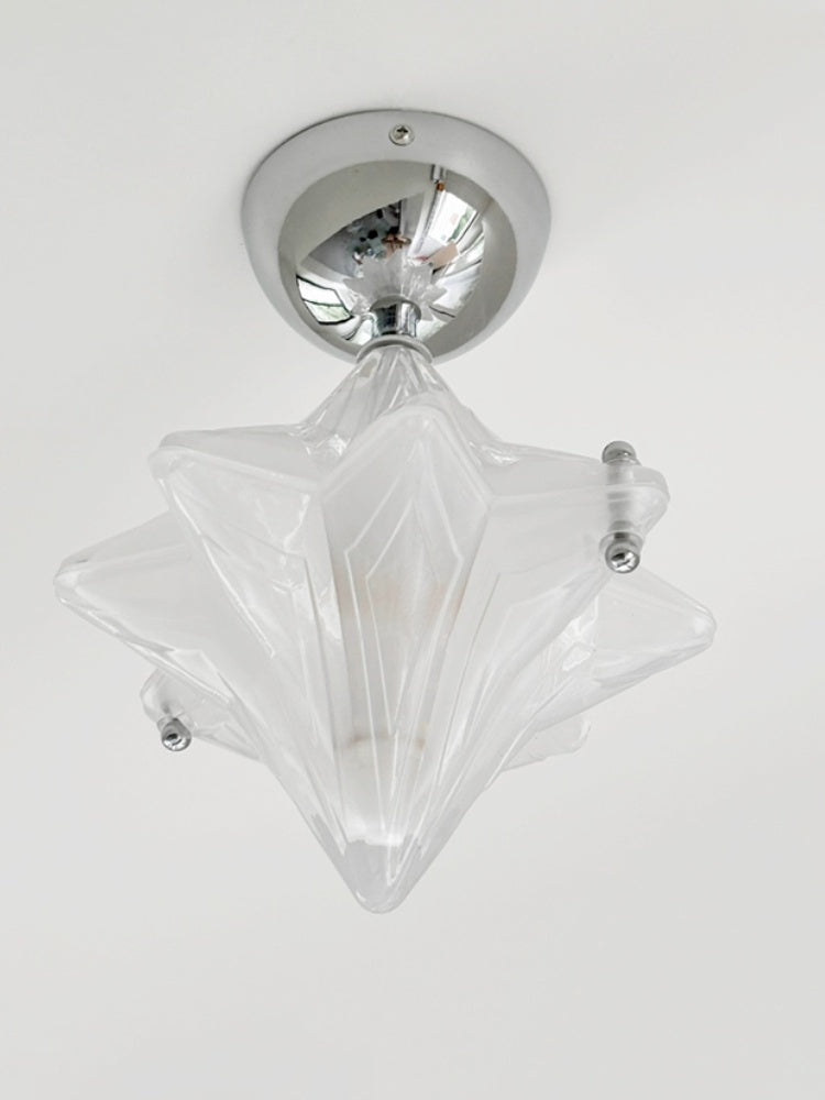 Art Deco Star Ceiling Lamp – Frosted Glass Fixture for Hallway & Entryway – Astris Ceres | Esilora