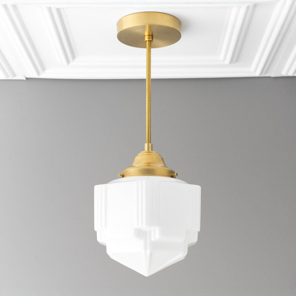 Geotower Glass Skyscraper Shade Art Deco Pendant Light – Vintage Ceiling Lamp for Dining Rooms, Kitchens and Offices | Esilora
