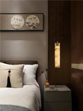 New Chinese Style Long Strip Whitehe Alabaster Hanging Light | Esilora