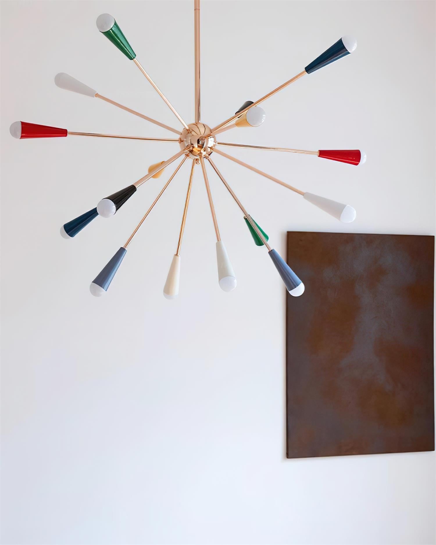 Ivoran Fireworks Chandelier - Gold Metal Sputnik Cone Shade Mid Century Light for Dining Room | Esilora