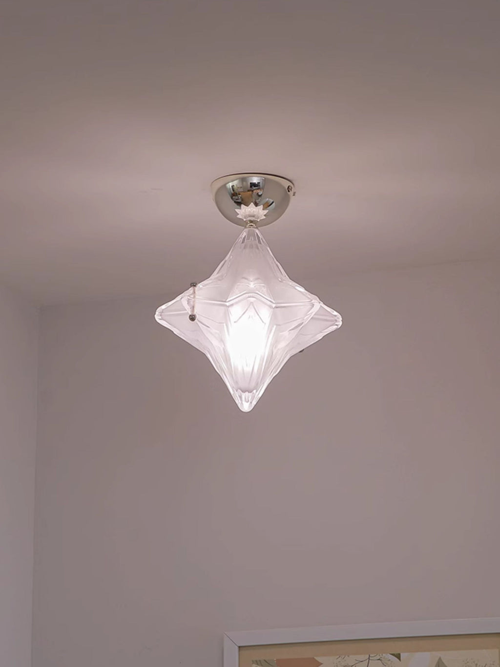 Art Deco Star Ceiling Lamp – Frosted Glass Fixture for Hallway & Entryway – Astris Ceres | Esilora
