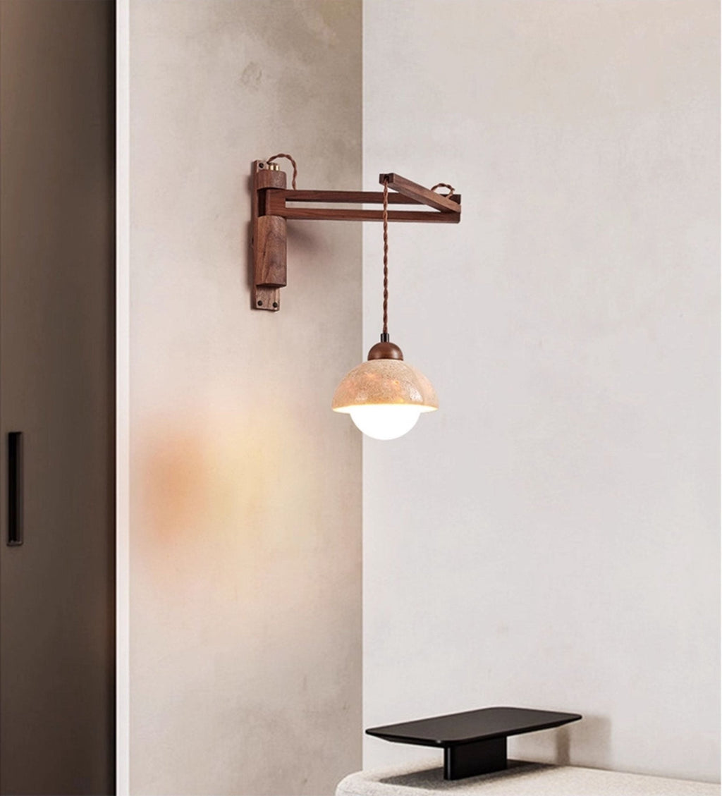 Adjustable Travertine Dome Wall Sconce | Esilora