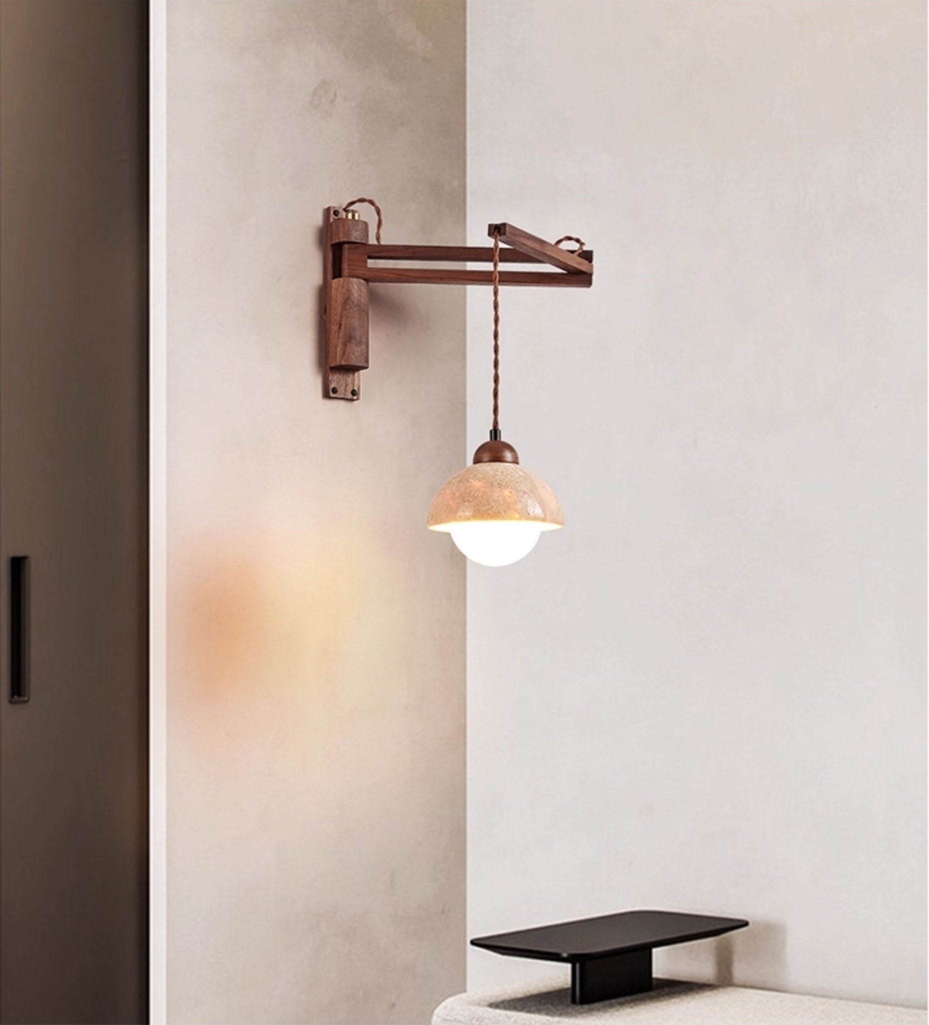 Adjustable Travertine Dome Wall Sconce | Esilora