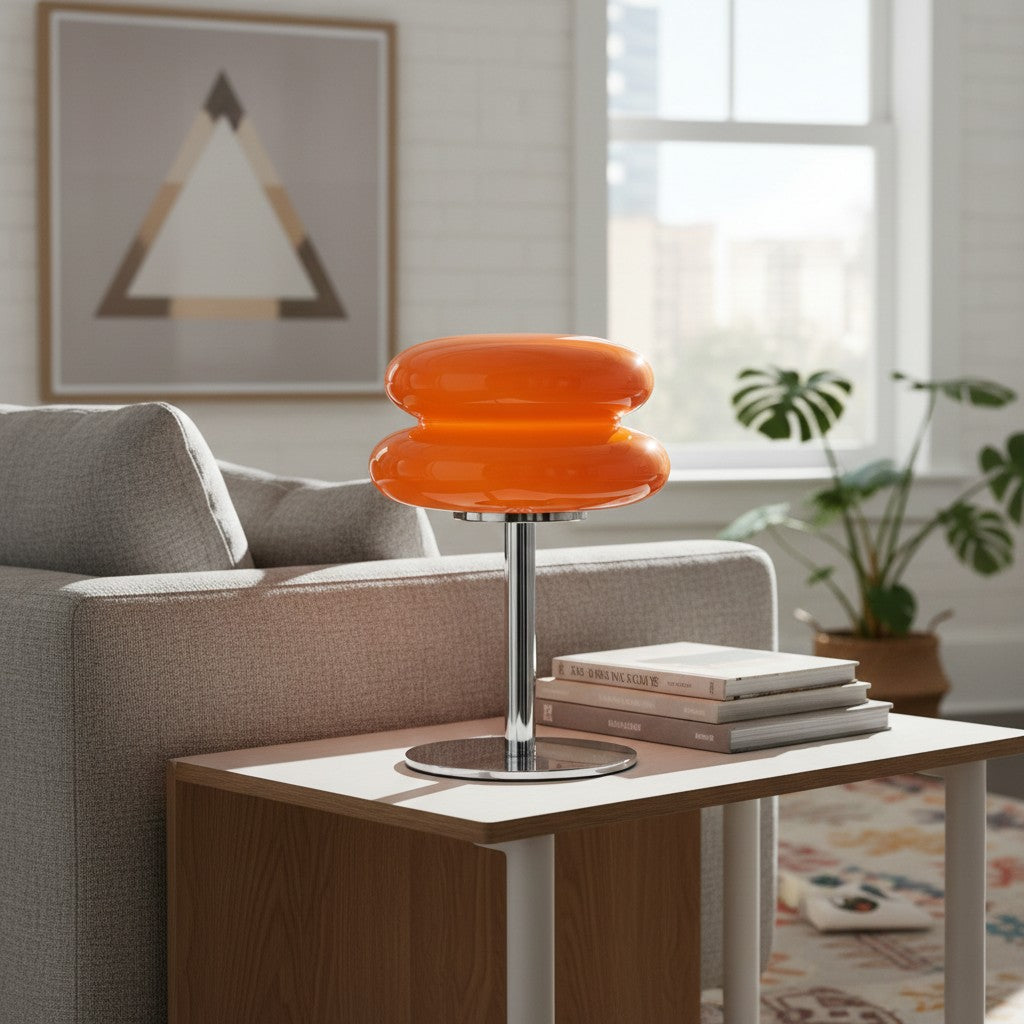 Glasentro Bauhaus-bordslampa med geometrisk glasdesign, modern accent för vardagsrum N12 | Esilora