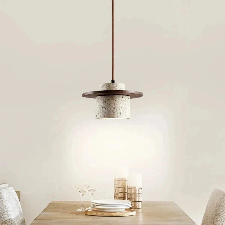 Japanese Style Vintage Travertine Pendant Light | Esilora