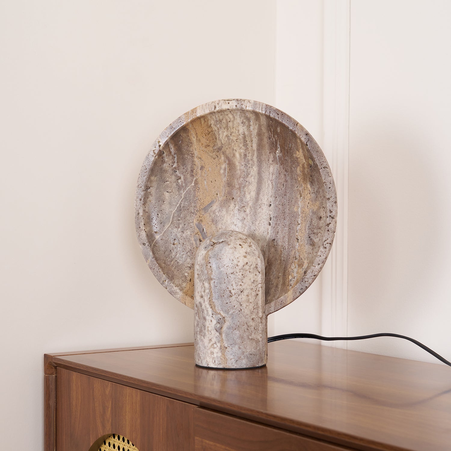 Wabi-sabi Stil Eclipse Stein-Travertin-Tischlampe M03 | Esilora