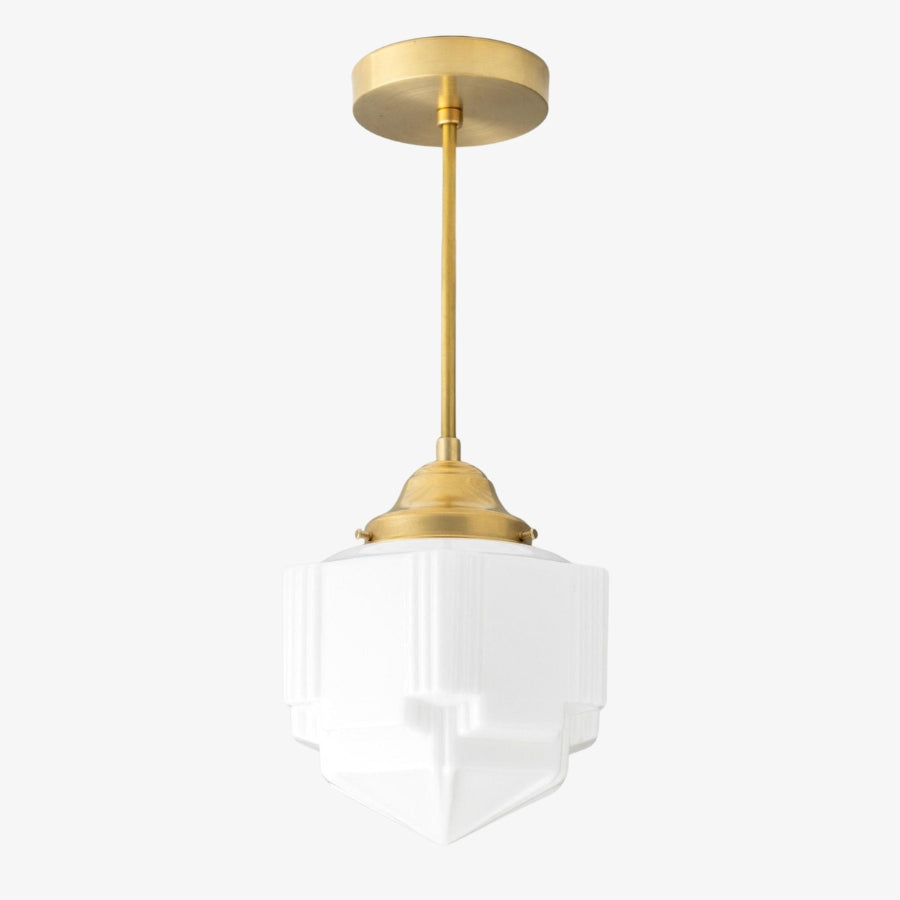Geotower Glass Skyscraper Shade Art Deco Pendant Light – Vintage Ceiling Lamp for Dining Rooms, Kitchens and Offices | Esilora