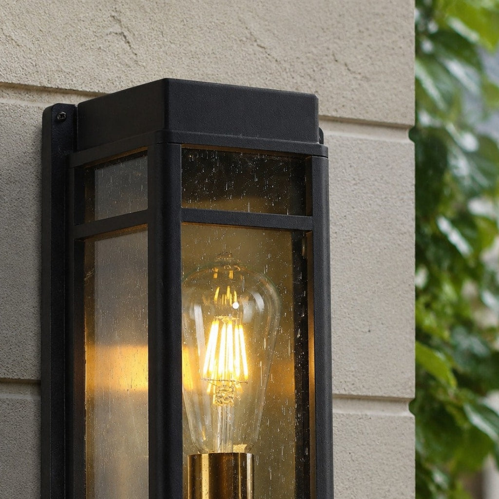 Moderne schwarze Glas-Außenwandleuchte für Veranda | Esilora