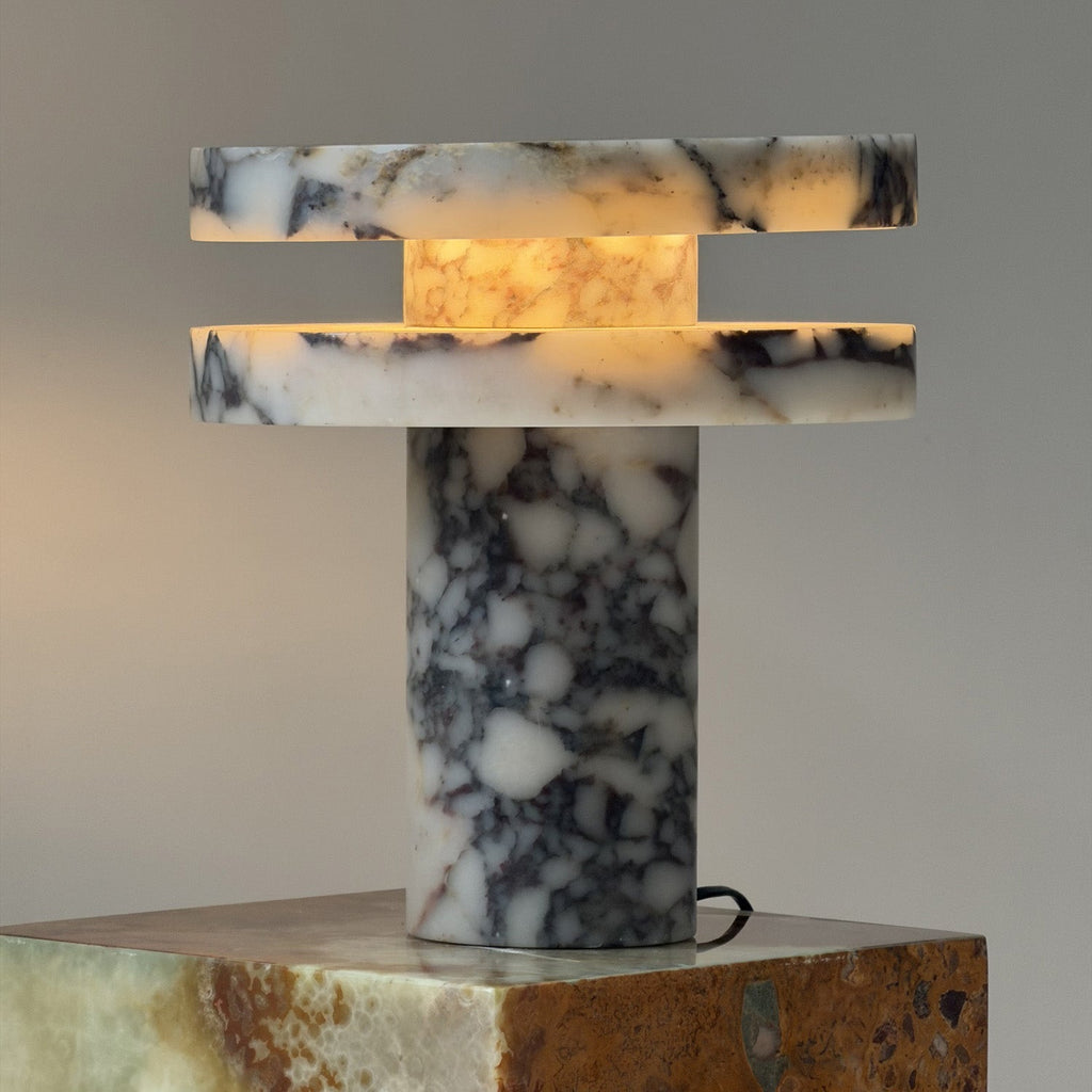 Modern Sculptural Table Lamp with Cylindrical Base Design for Bedroom Bedside and Living Room Use | Esilora