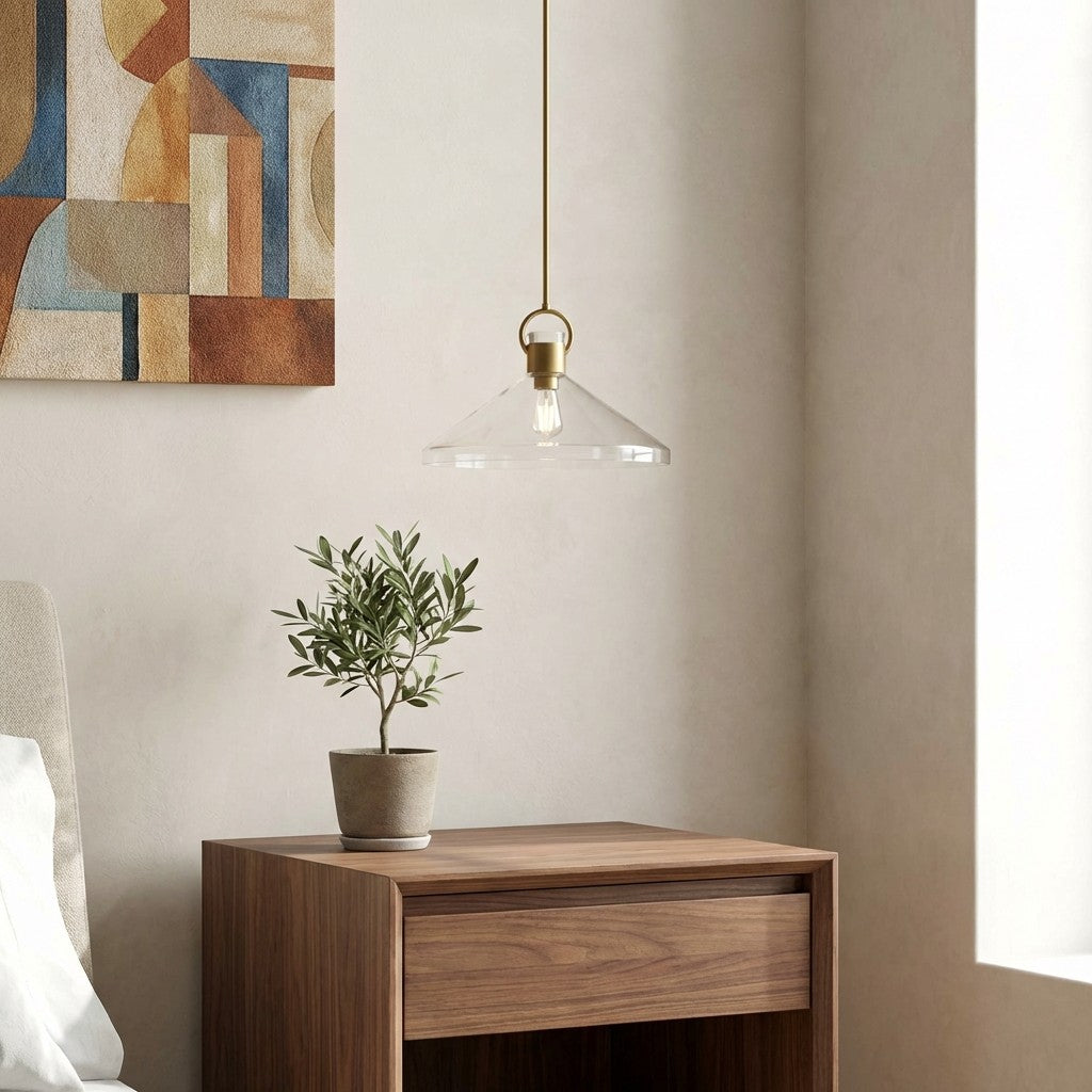 Lumicona Wide Cone Pendant Light – Clear Glass Design with Industrial Style for Kitchens U17 | Esilora
