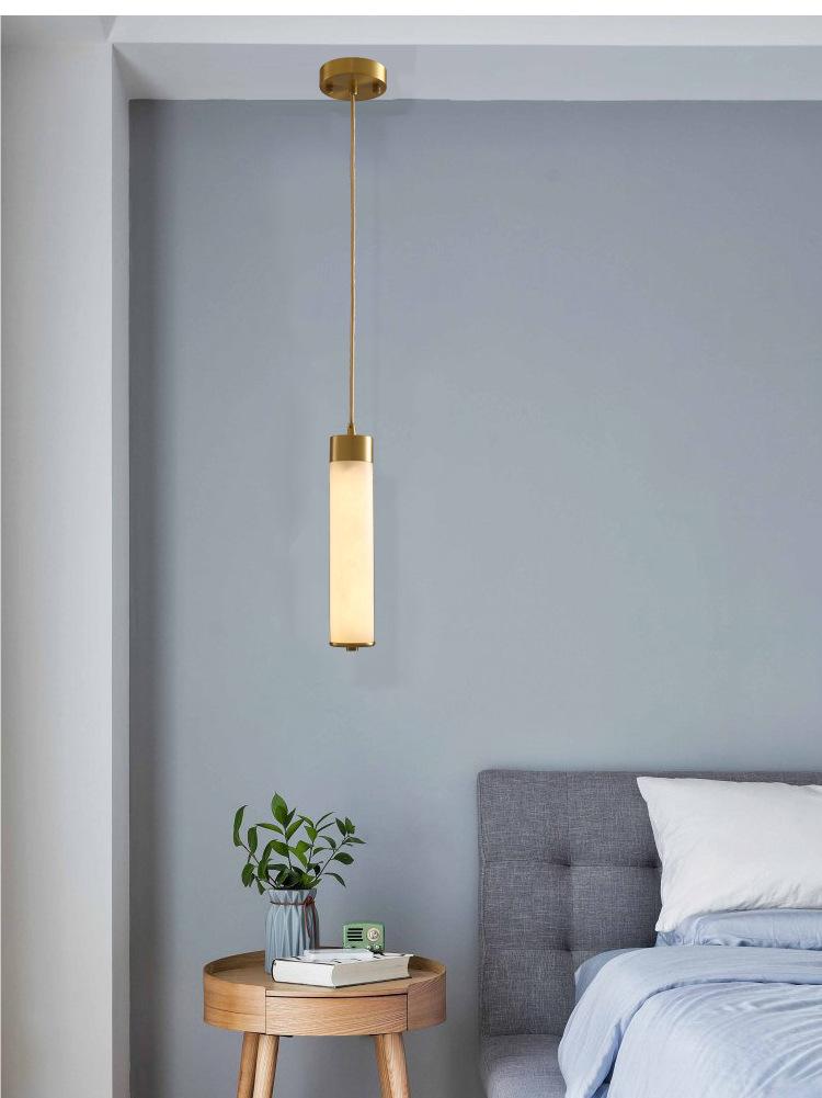 New Chinese Style Long Strip Whitehe Alabaster Hanging Light | Esilora