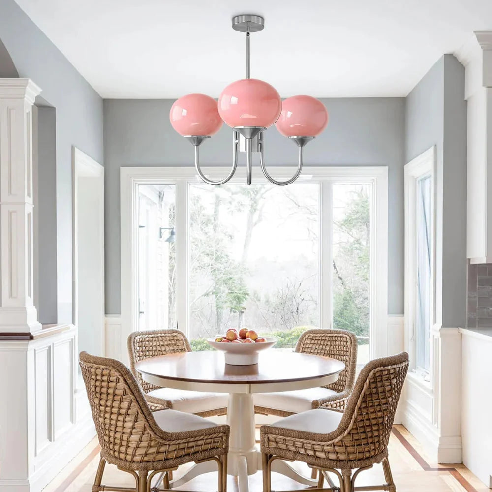 Javina Glass Cluster Chandelier - Iron Rounded Globe Modern Fixture for Dining Room and Living Rooms | Esilora