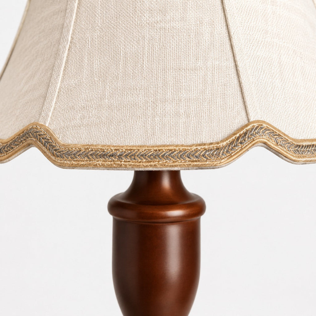 Vintage Fabric Table Lamp with Scalloped Shade | Esilora