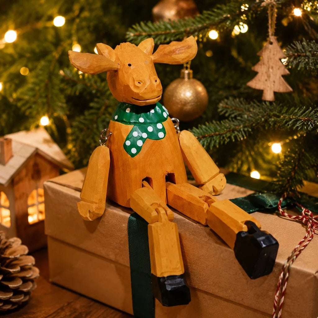 Hand-Carved Wooden Dangling-Leg Animal Ornaments | Esilora