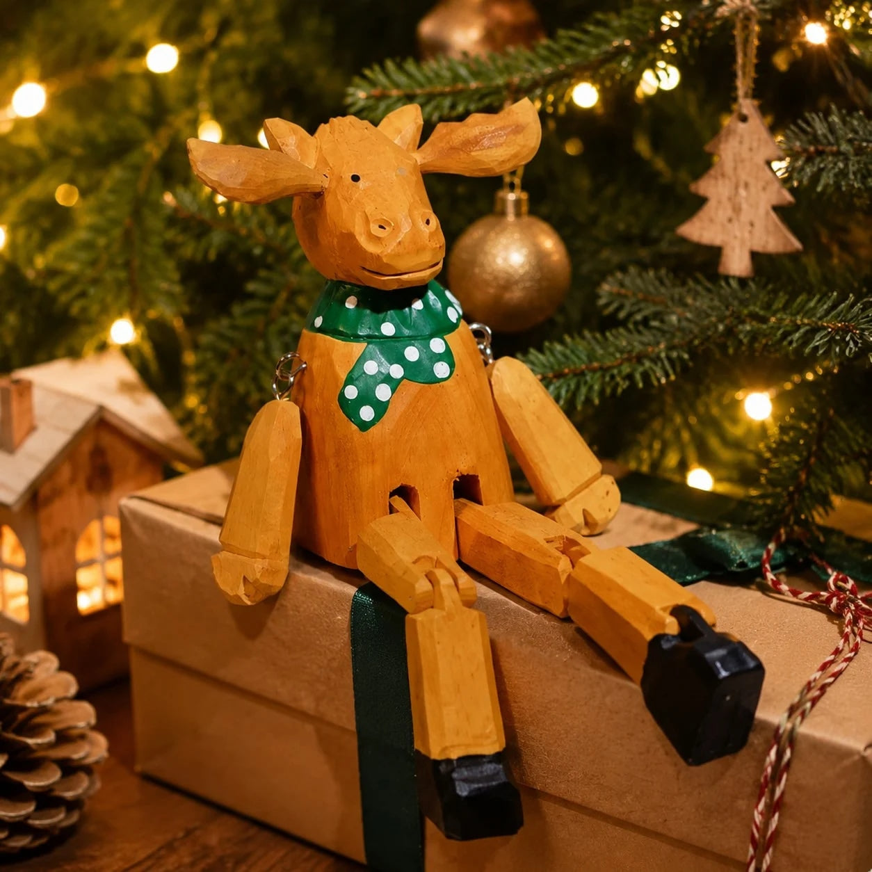 Hand-Carved Wooden Dangling-Leg Animal Ornaments | Esilora