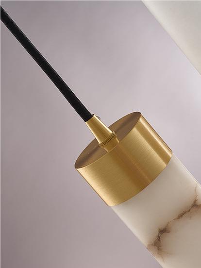 New Chinese Style Long Strip Whitehe Alabaster Hanging Light | Esilora