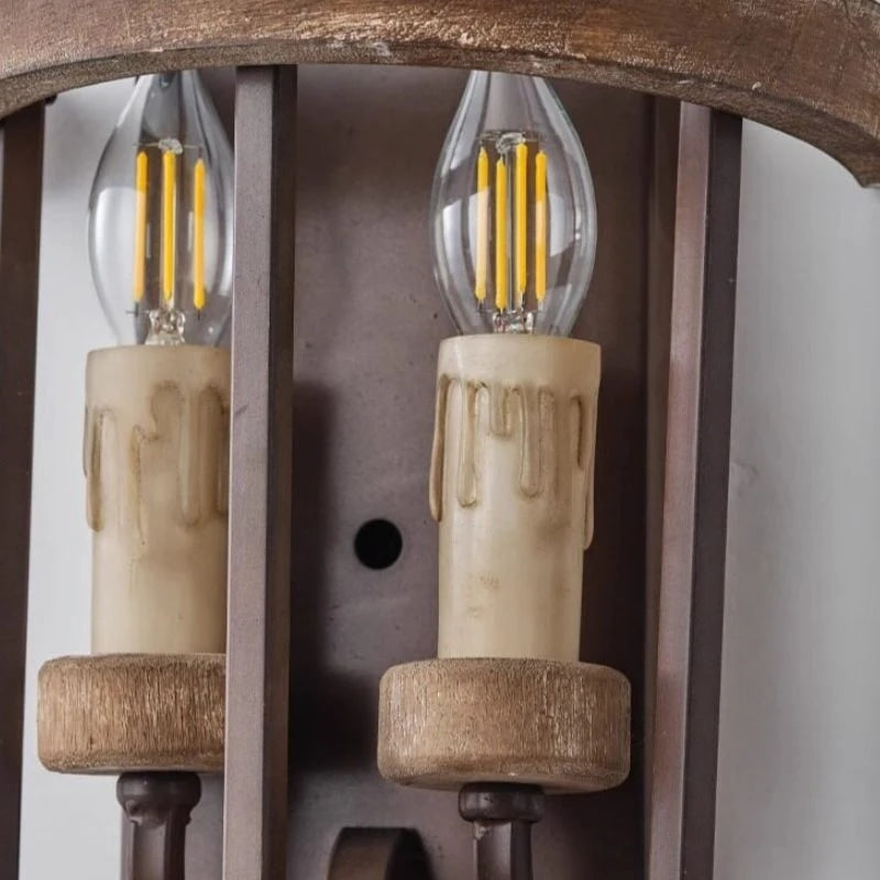 Rustic Wood and Iron Wall Sconce | Esilora