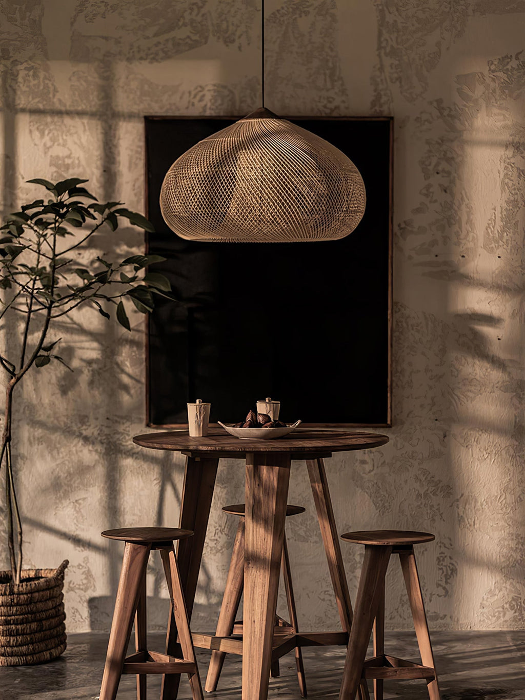 Harfenförmige geflochtene Rattan-Hängelampe | Esilora