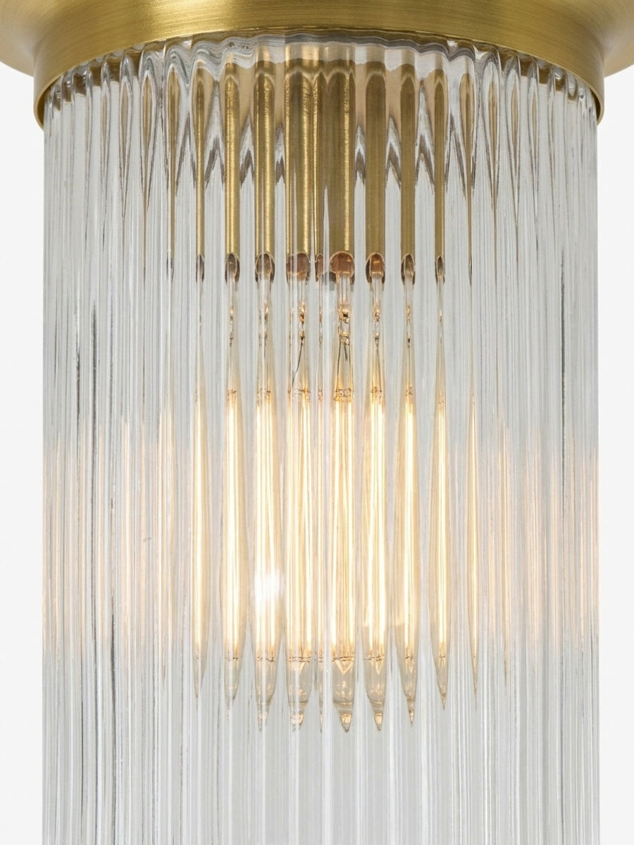 Rivora Textured Ribbed Glass Flush Ceiling Light — Elegant Low-Profile Fixture for Entryways | Esilora