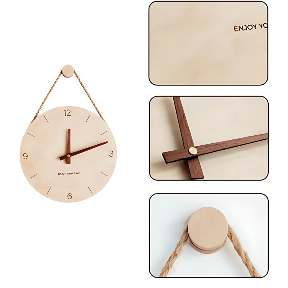 Silent Movement Wooden Wall Clock with Blank Dial - Esilora