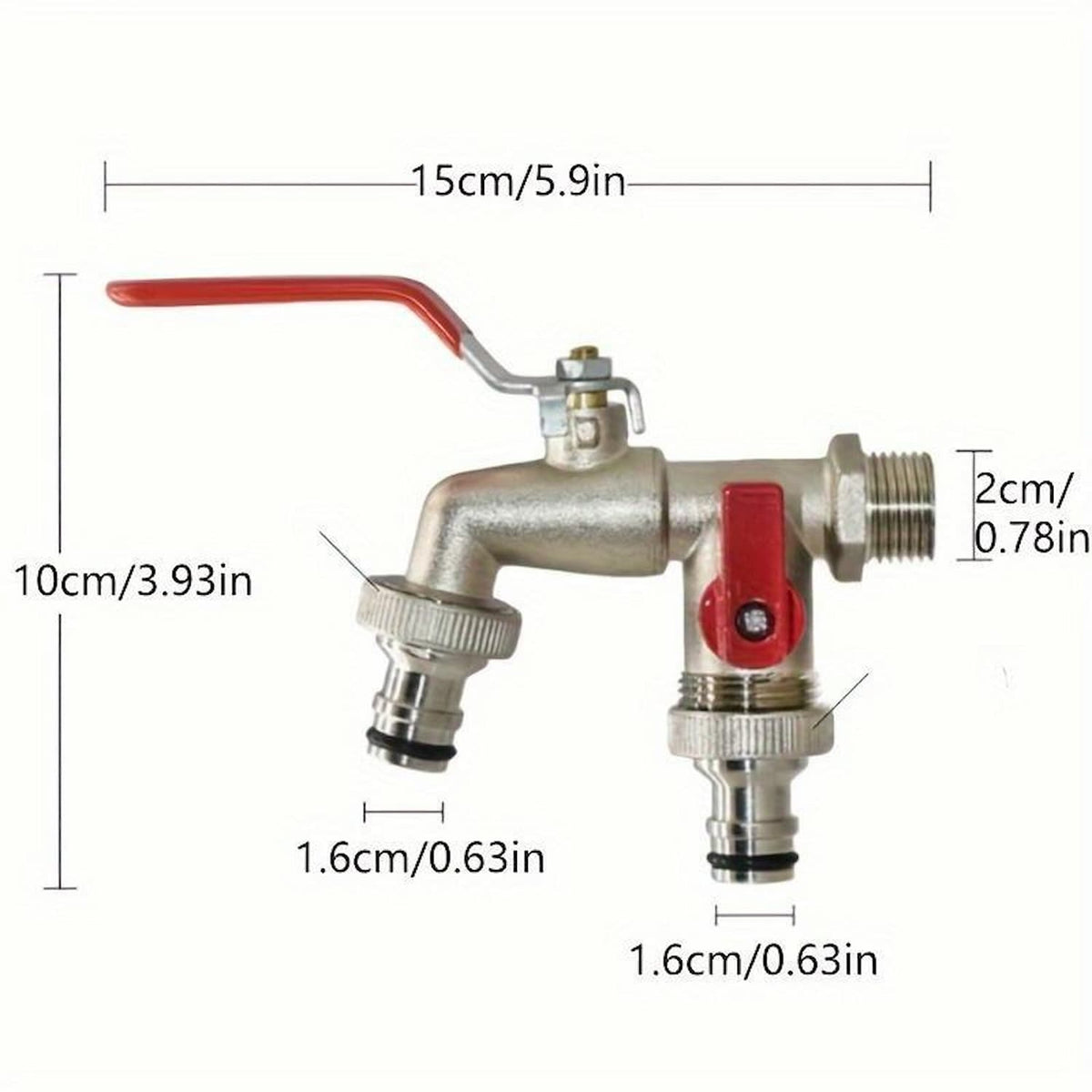 Stainless Steel Double Faucet with Two Outlets - Esilora