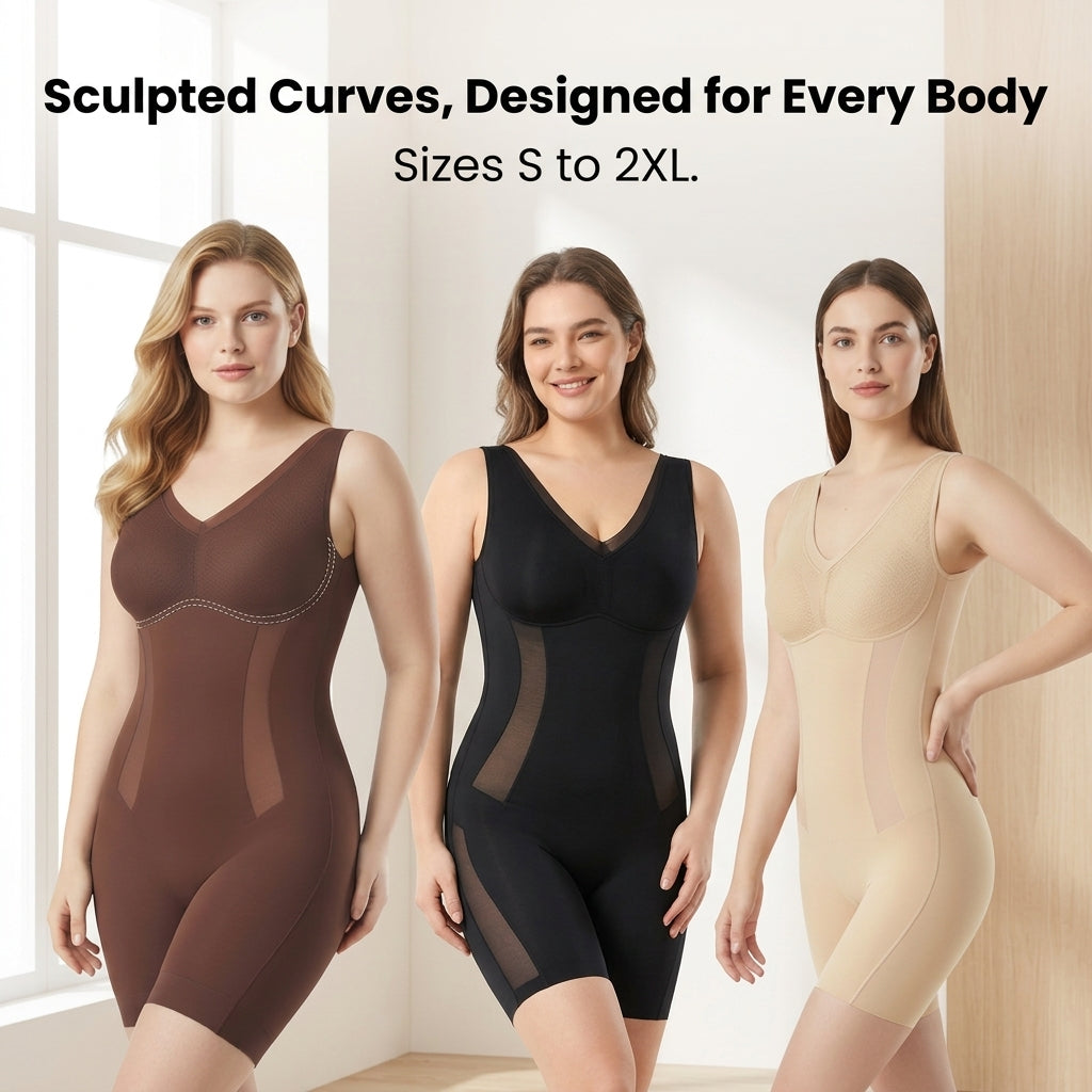 SilhouettaCurve – Seamless Full-Body Shaping Bodysuit with Tummy-Smoothing Panels - Esilora