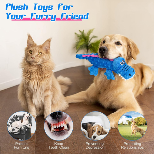 SqueakyPlush Crocodile Dog Toy — Soft Squeaker Chew Toy