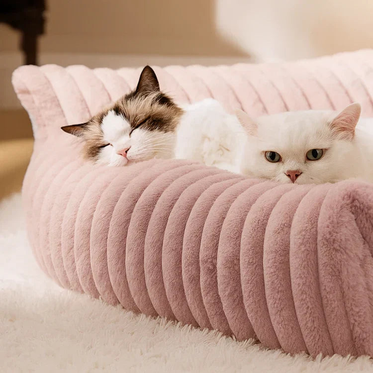 LuxePlush 猫用ソファベッド - 高くなった側面、取り外し可能なカバー