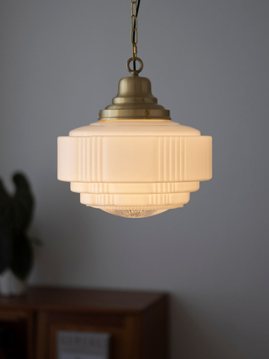 Opalume Glass Pendant Light – Vintage Milk Glass Pendant Light with Art Deco Style | Esilora
