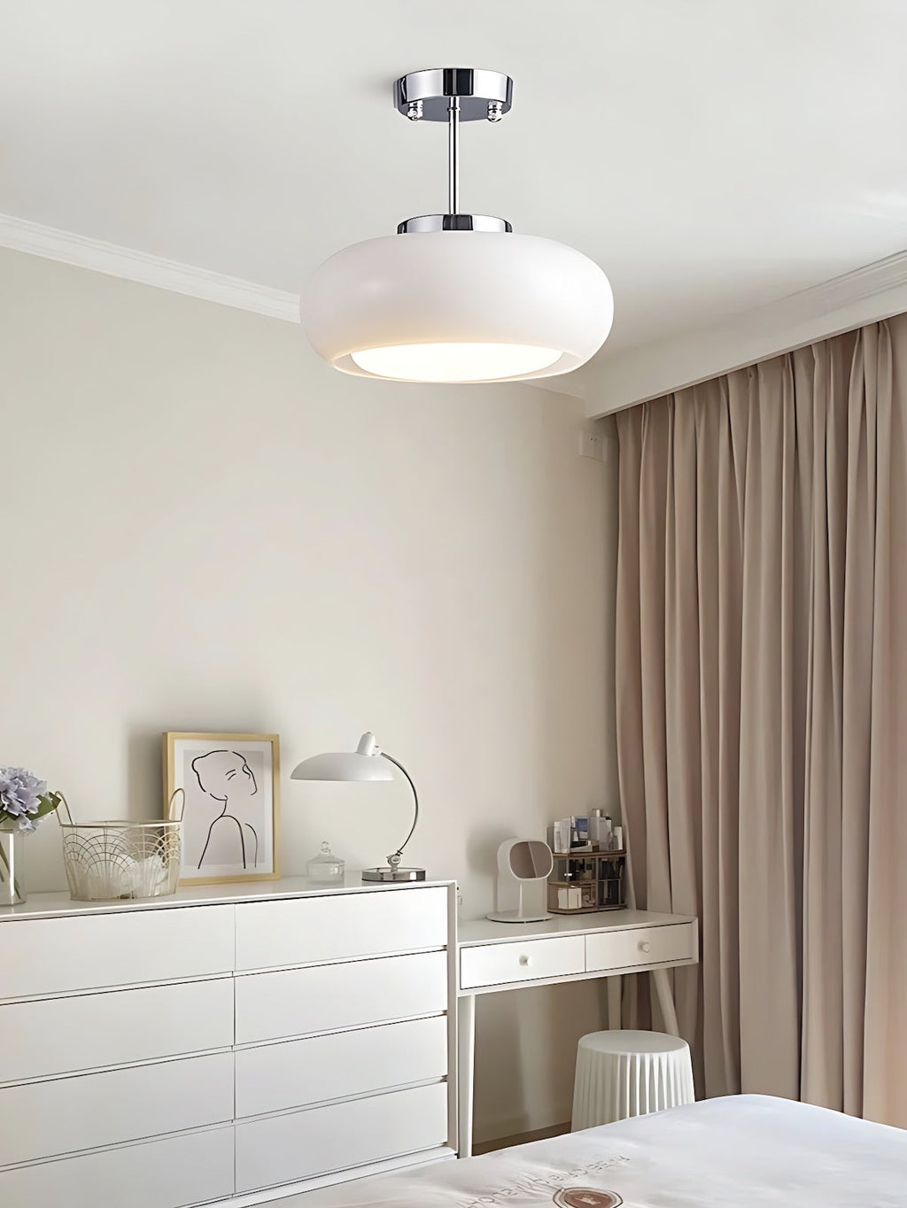 Retro Brass Bauhaus Glass Disc Ceiling Lamp | Esilora