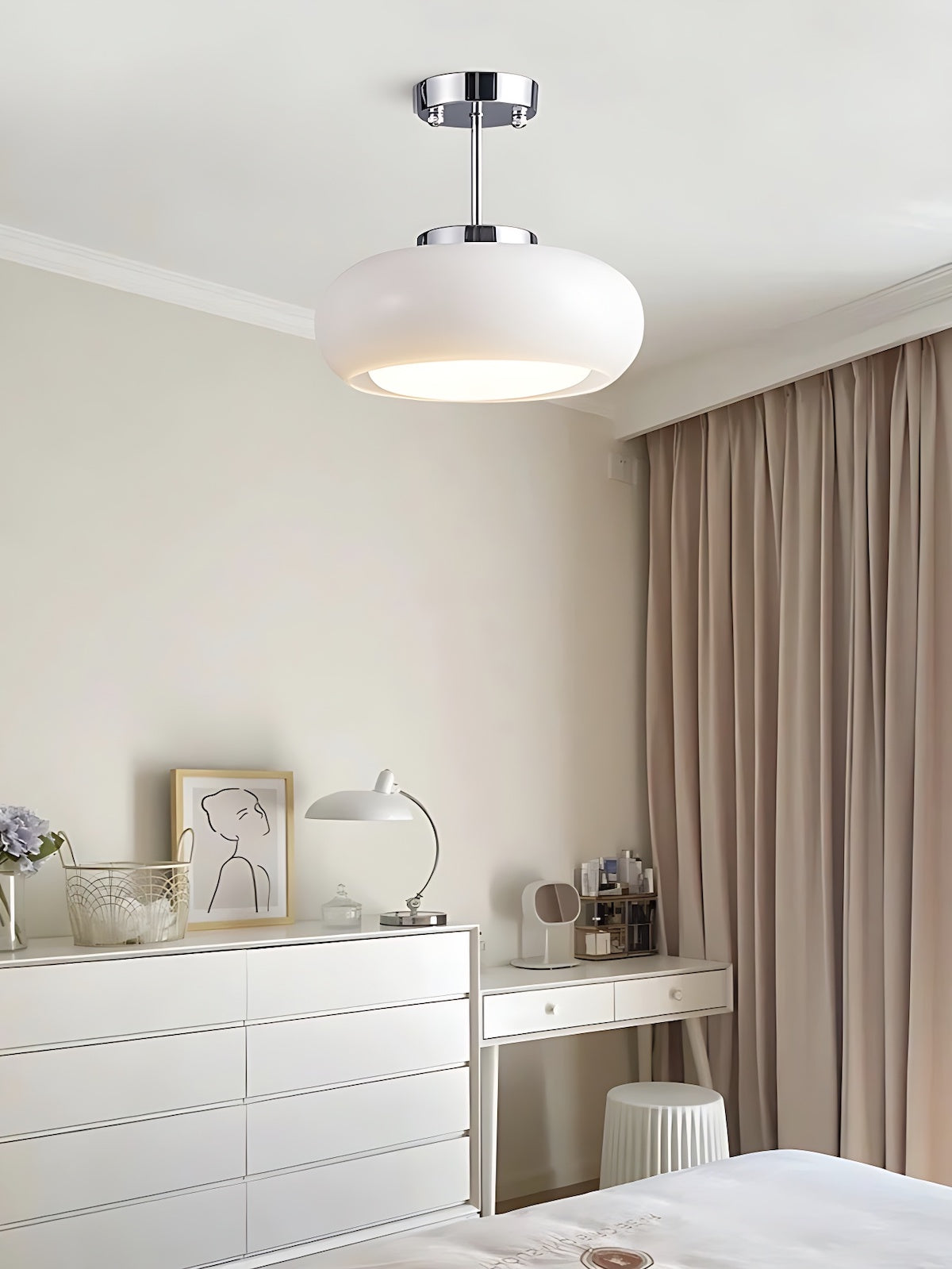 Retro Brass Bauhaus Glass Disc Ceiling Lamp | Esilora