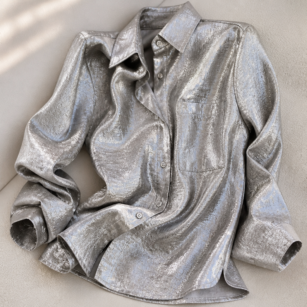 SilkenAura Mercerized Lapel Shirt — Glow with Effortless Elegance and All-Day Confidence - Esilora