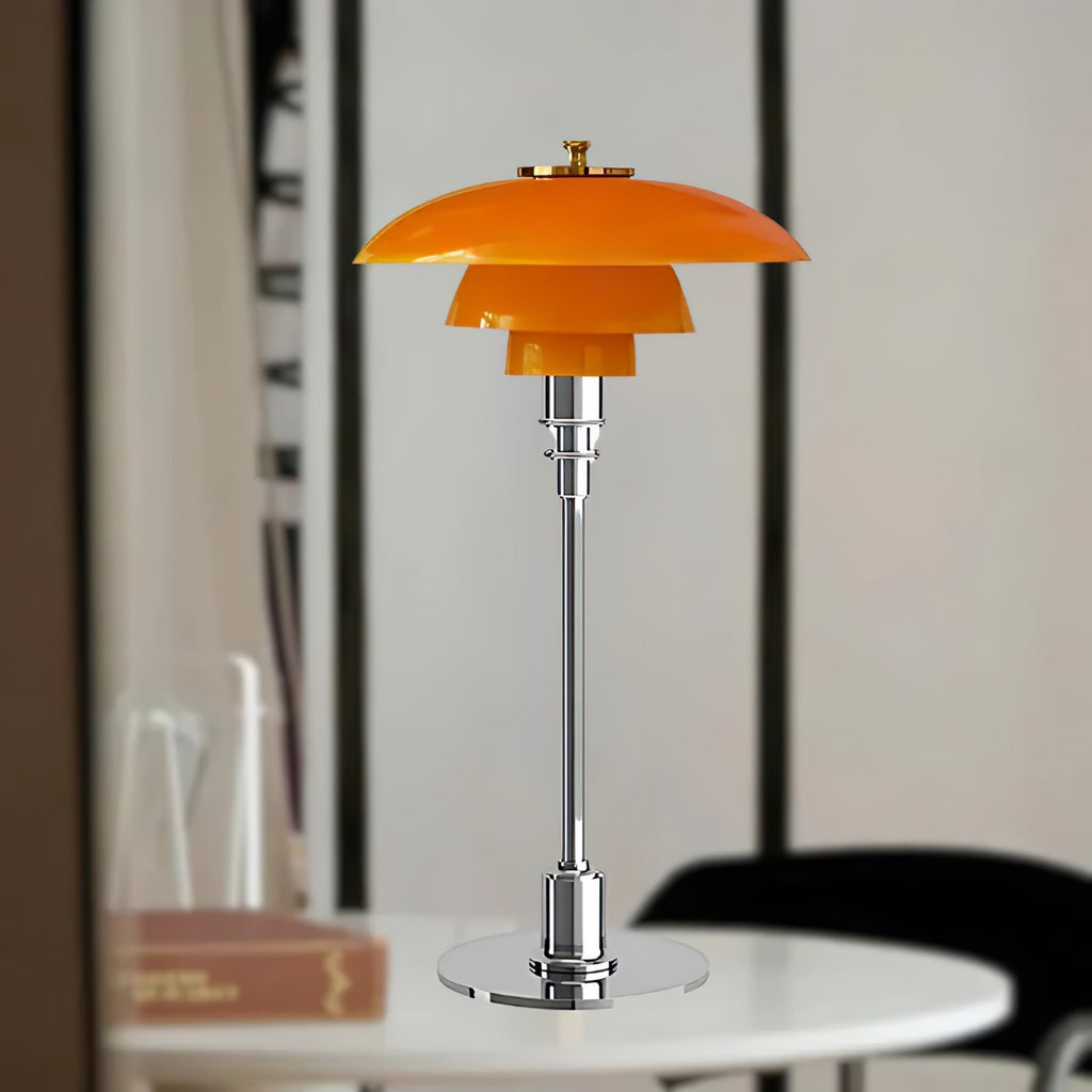 Retro Glass Table Lamp — Brass Base, Classic Design