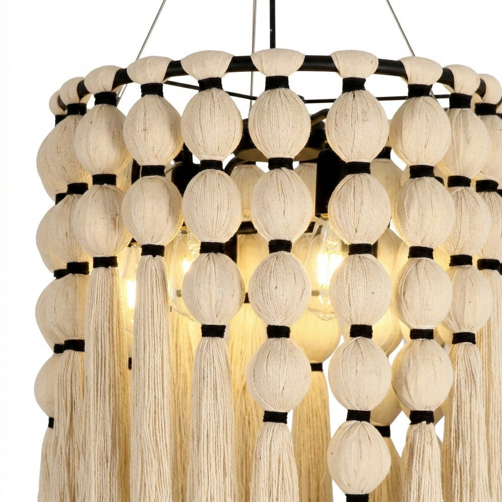 Modulune moderner eleganter handgefertigter Kronleuchter mit weißem Baumwollfransen für Wohnzimmer | Esilora