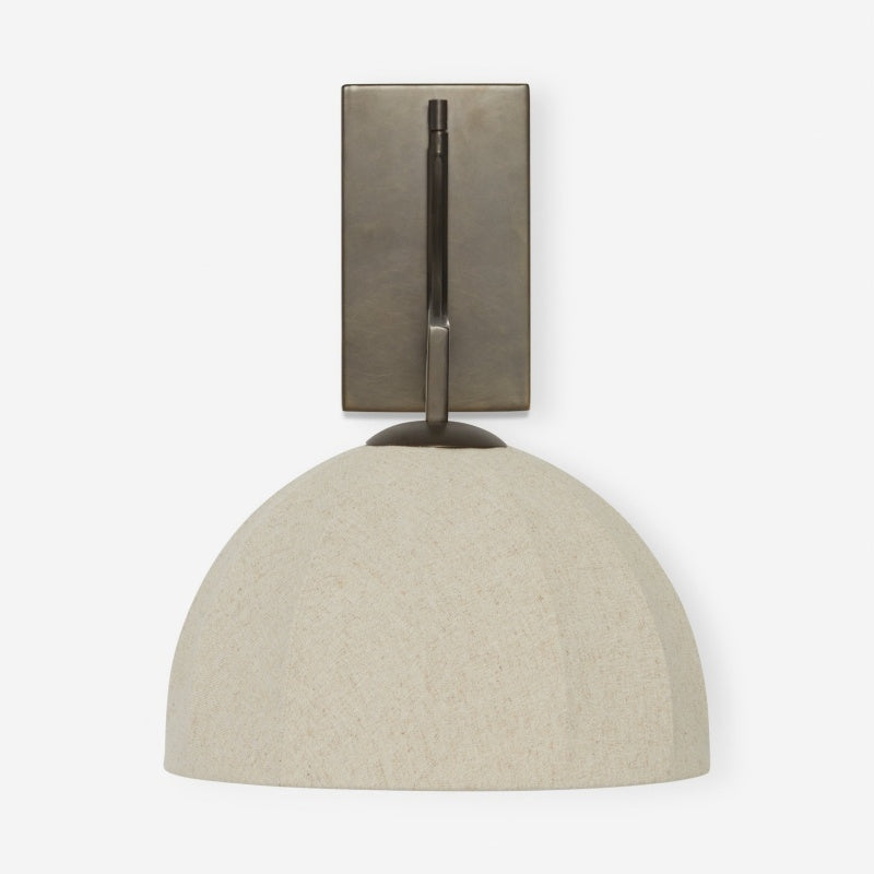 Lumarys Swing-Arm Sconce – Sculptural Linen Shade Wall Lamp in Organic Style for Living or Bedroom | Esilora