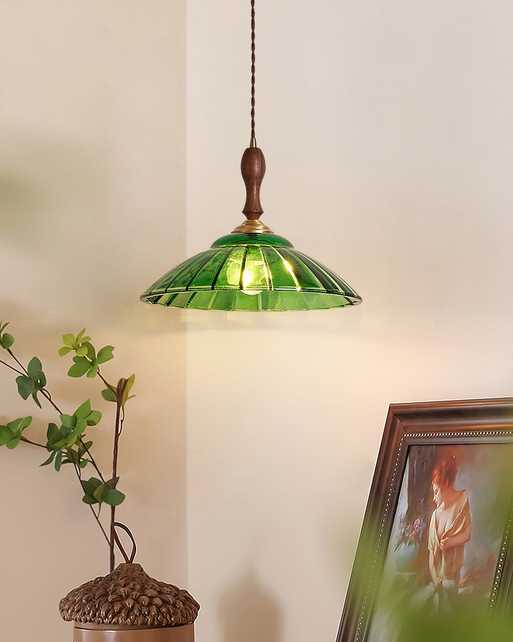 Zelená závěsná lampa Nolyn | Esilora