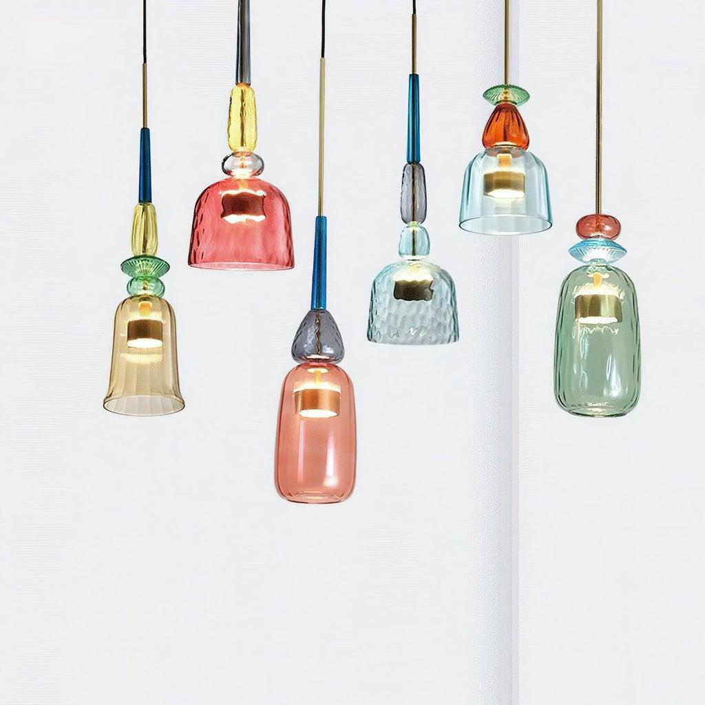 Hand Blown Glass Pendant Lamp - Colorful Candy Iron Mixed Color Indoor | Esilora
