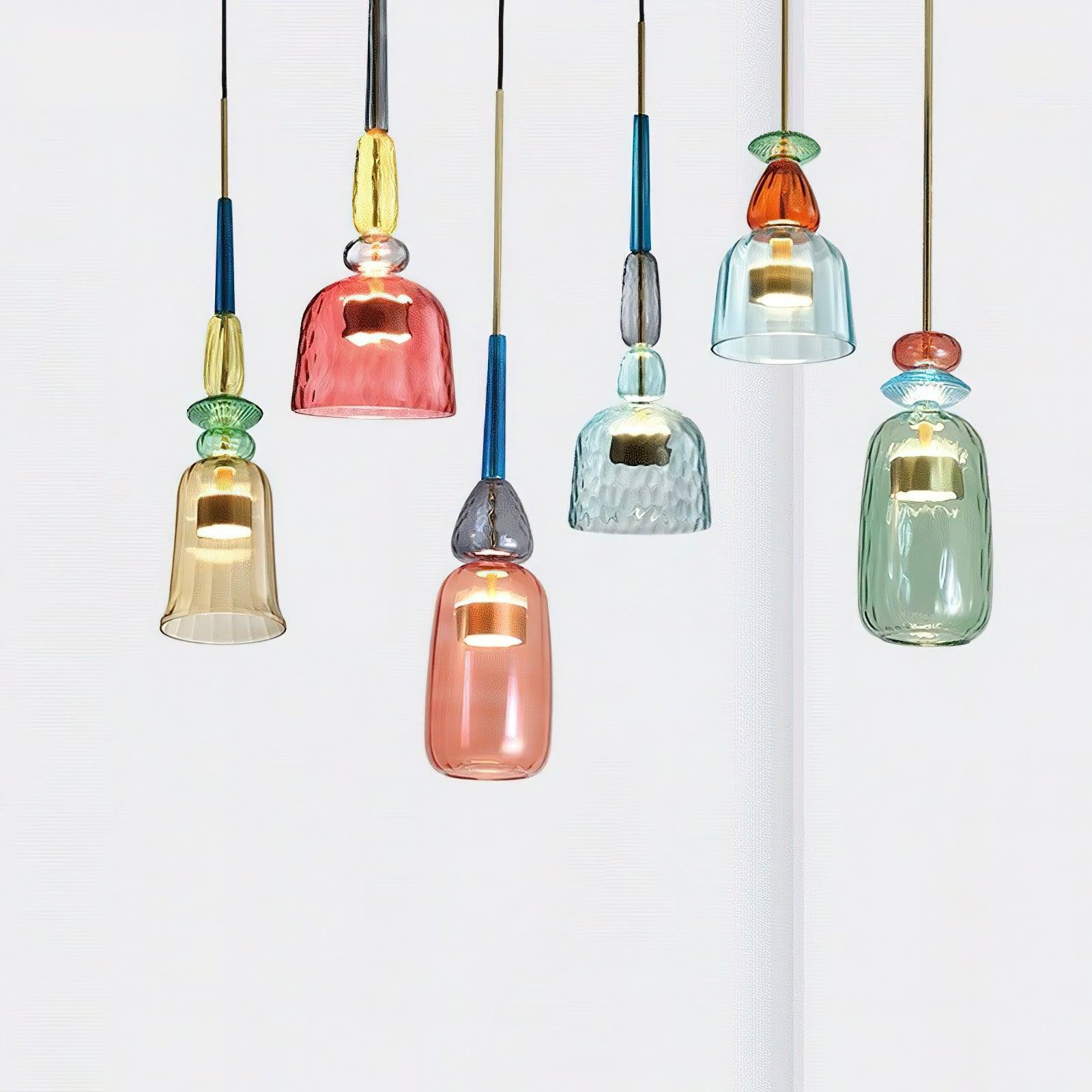 Hand Blown Glass Pendant Lamp - Colorful Candy Iron Mixed Color Indoor | Esilora