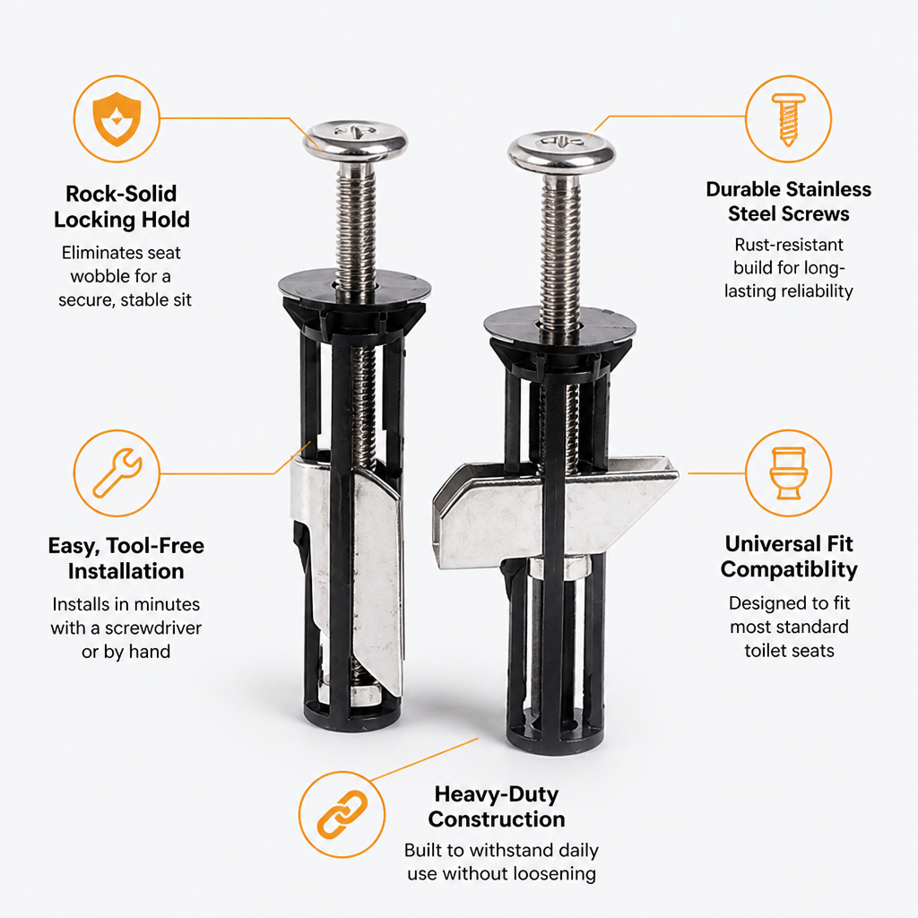 TiteLock Stainless Mounting Screws — Lock In Rock-Solid Toilet Seat Stability Every Time You Sit - Esilora